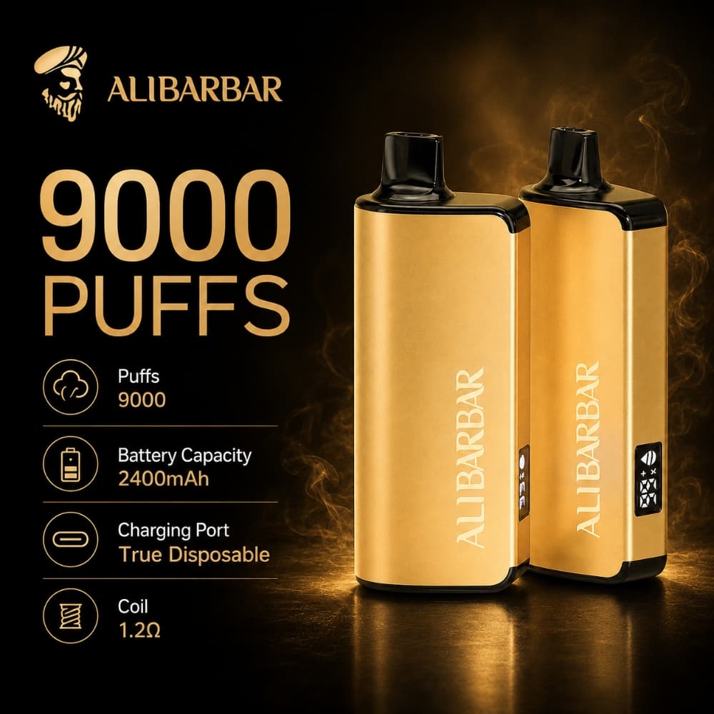 alibarbar ingot 9000 puffs gold cover