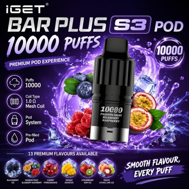 iget bar plus s3 pod 10000 puffs cover