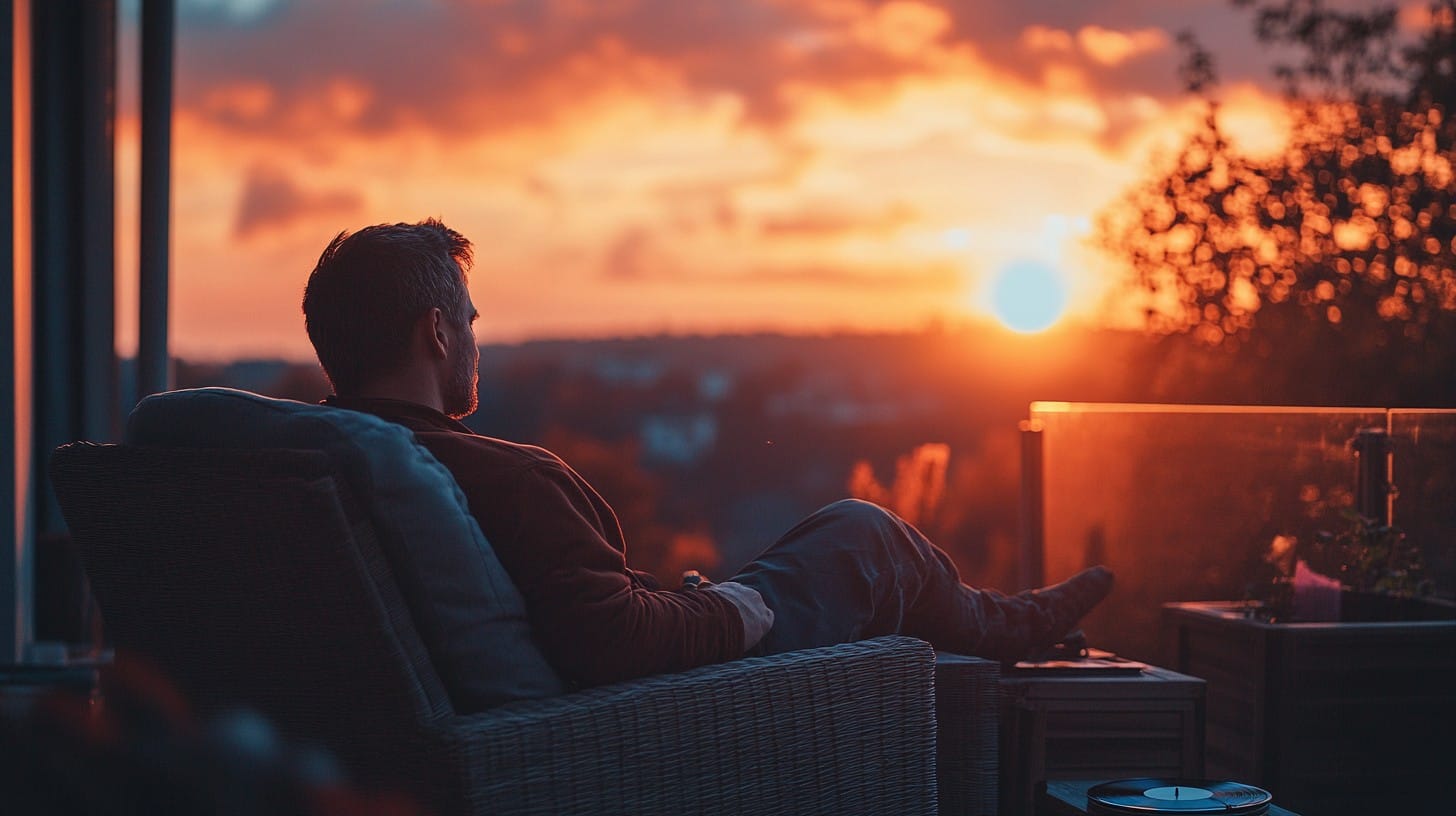 A tranquil Australian sunset with warm colors, setting a mood for relaxation and unwinding after a long day.