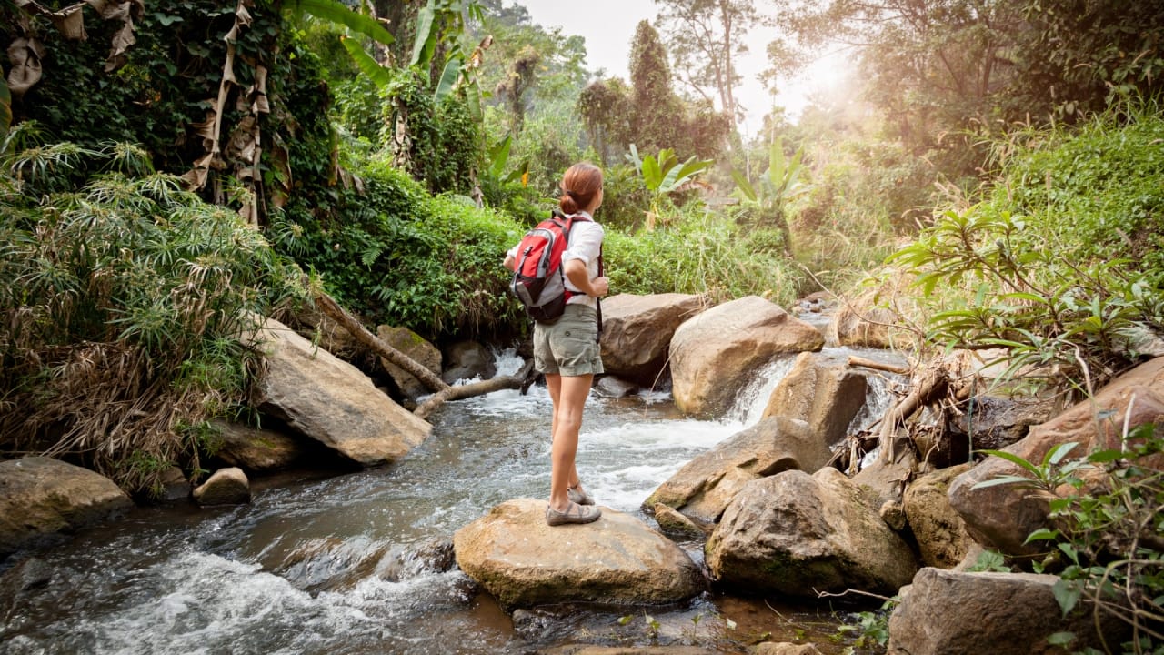 People engaging in healthy, active, and mindful outdoor activities in a beautiful Australian natural setting.