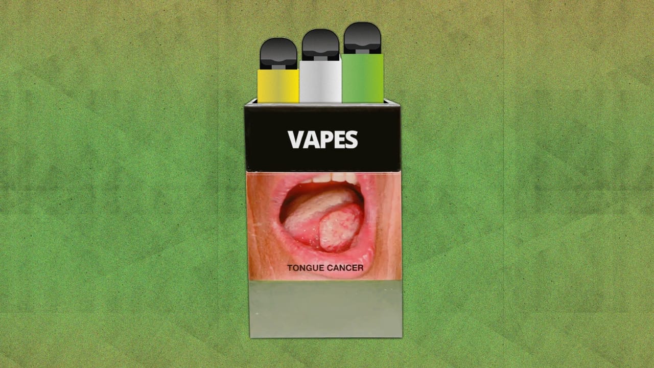 A clean, modern pharmacy counter where a pharmacist is consulting with a customer about therapeutic vape products.
