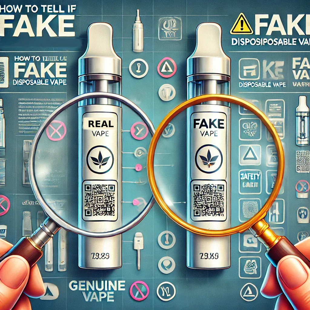 A close-up comparison of two vape boxes, one showing crisp, clear font and the other showing blurry, poor quality text, highlighting print differences.