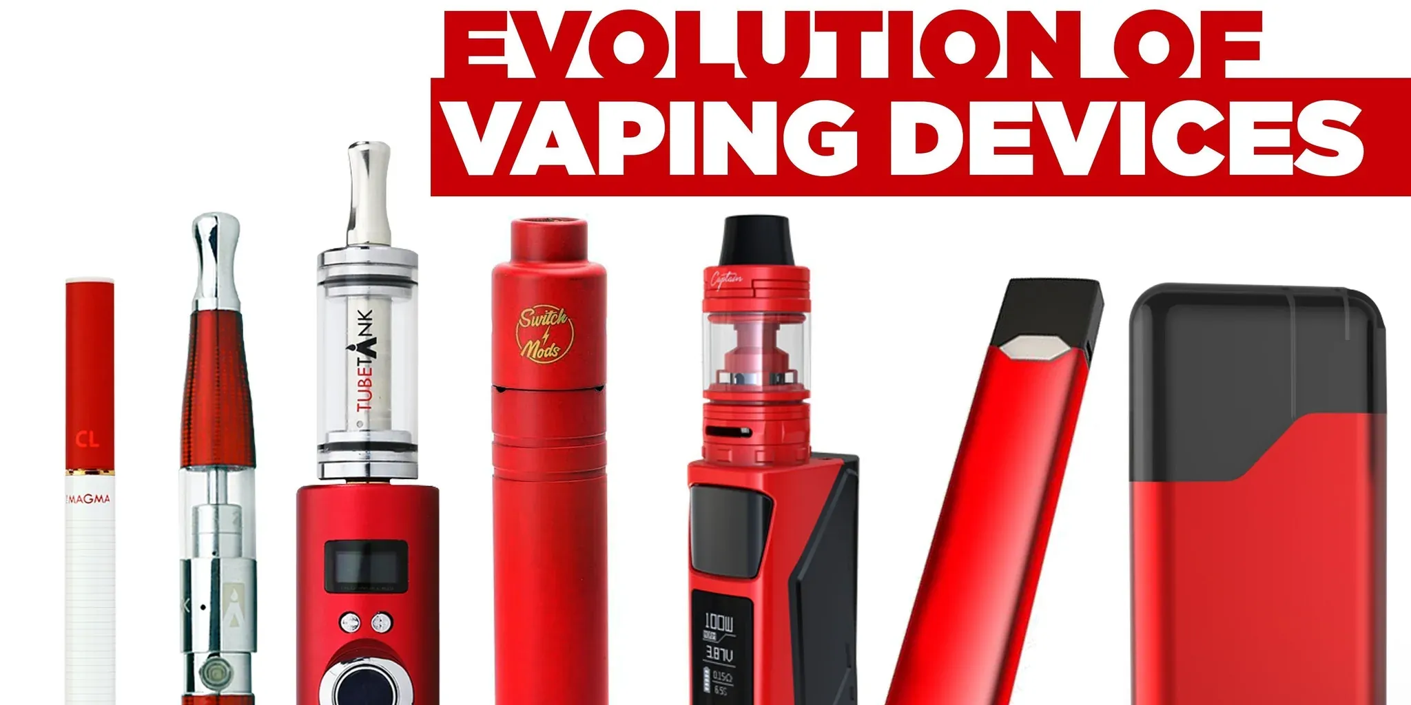 An image showcasing various modern, sleek, and high-capacity vape devices such as the Umin Slick Plus 10000 and Geek Bar Pulse X 25000, emphasizing their design and portability.