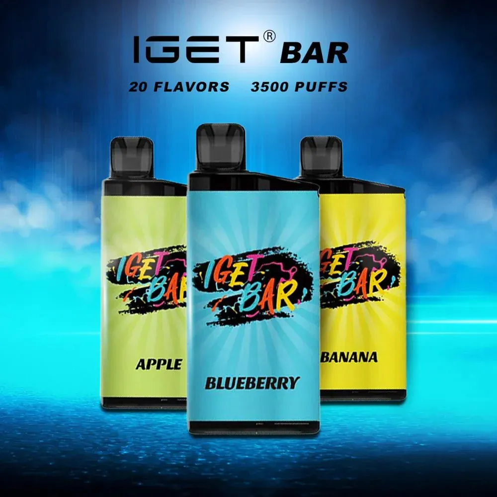 An IGET Bar vape device next to a stack of cigarette packs with an Australian flag or landscape in the background, symbolizing a comparison.