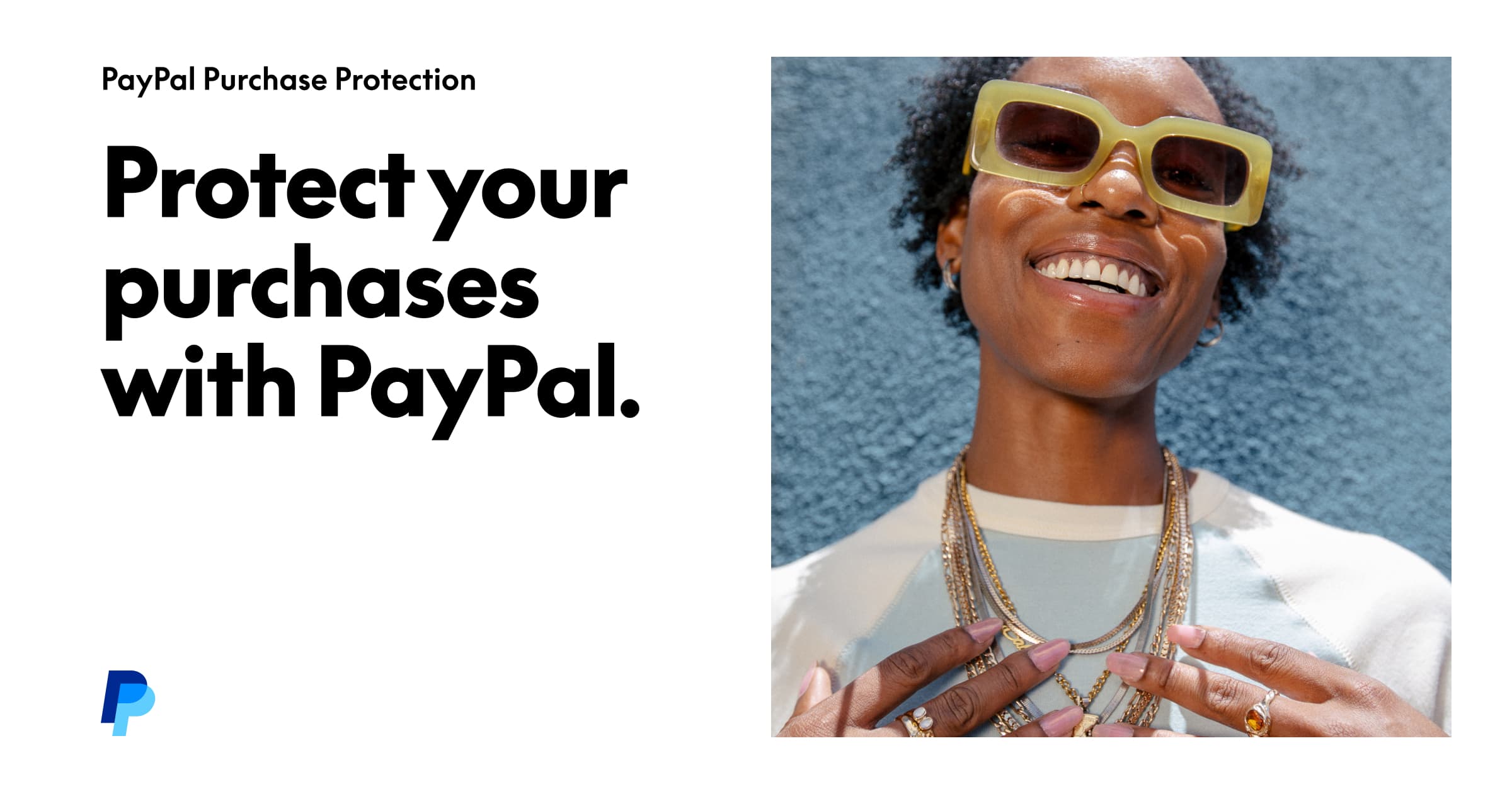 A screen showing the PayPal logo during an online checkout process, emphasizing secure transactions and buyer protection.