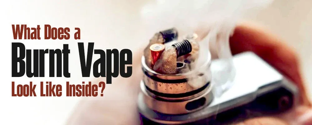 A vape pod device with visible condensation droplets or a small e-liquid leak around its base, caused by a rapid temperature change.