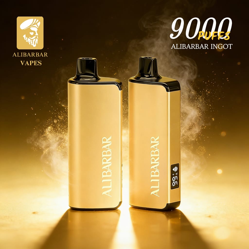 Side-by-side comparison of UMIN Slick Plus and ALIBARBAR INGOT disposable vapes, highlighting their puff counts and design.