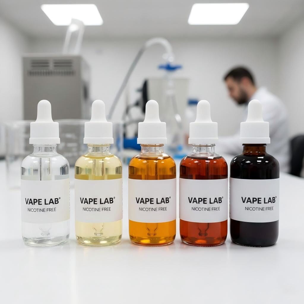 A side-by-side comparison of two vape pods, one with clear or light-amber e-liquid and another with visibly darker, oxidized e-liquid.