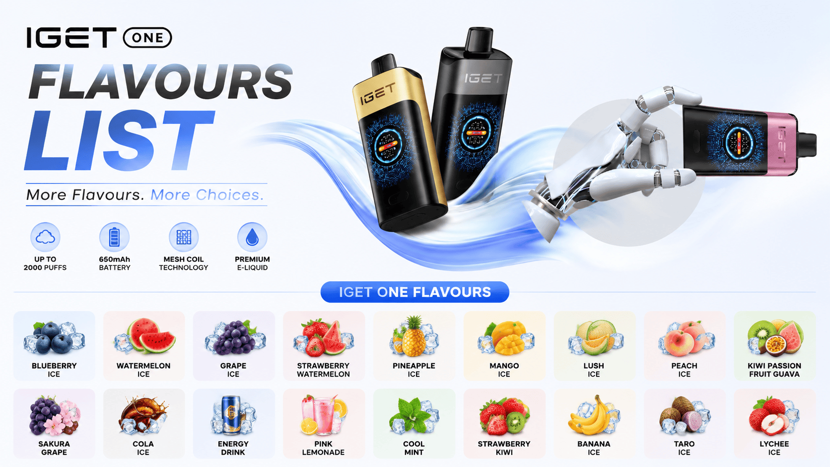 An illustrative image depicting various vape devices and frosted e-liquid bottles, symbolizing the ice sensation in Australian vape flavours.