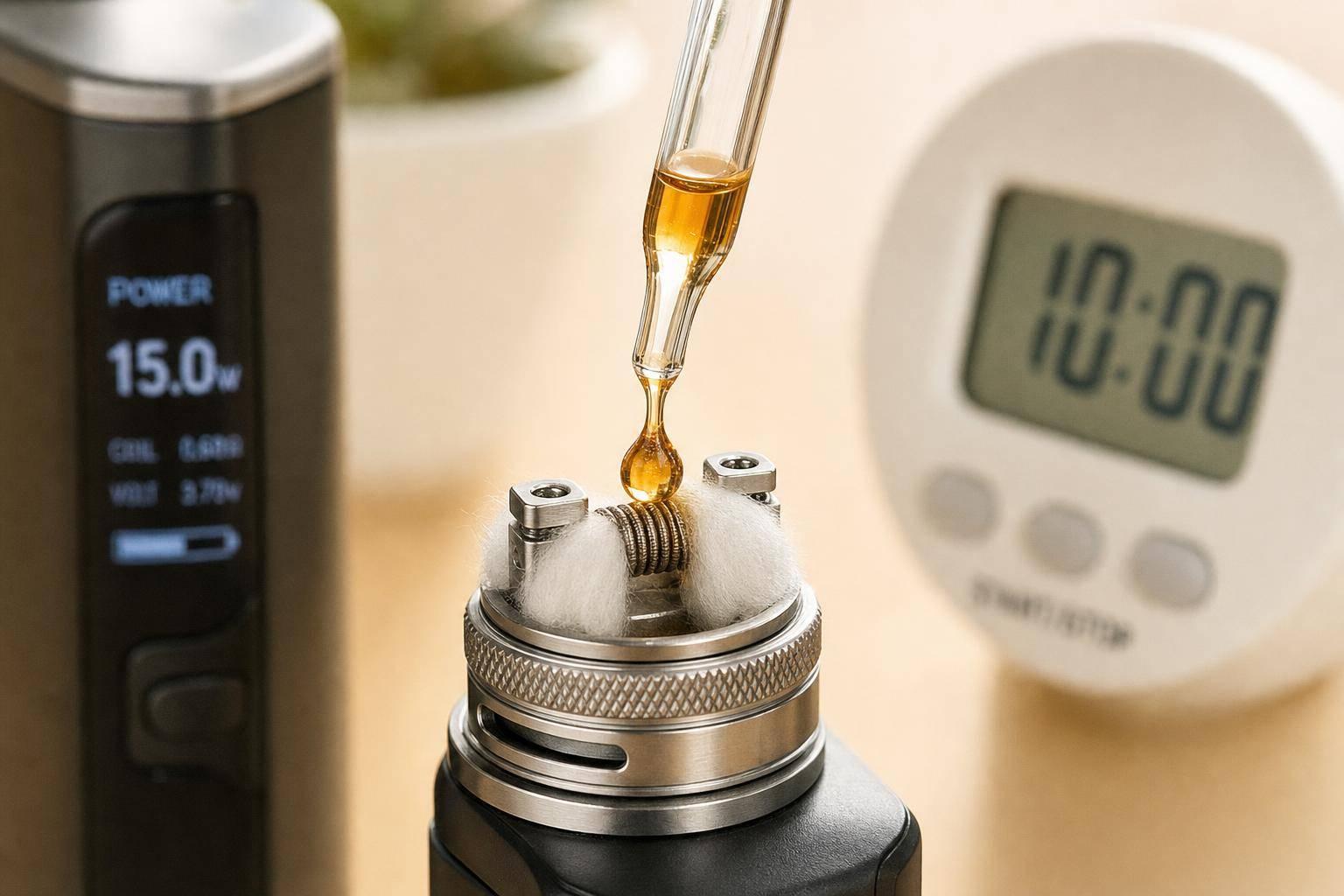 A person recoiling with a disgusted expression after taking a puff from a new vape, indicating an unpleasant chemical or plastic taste.