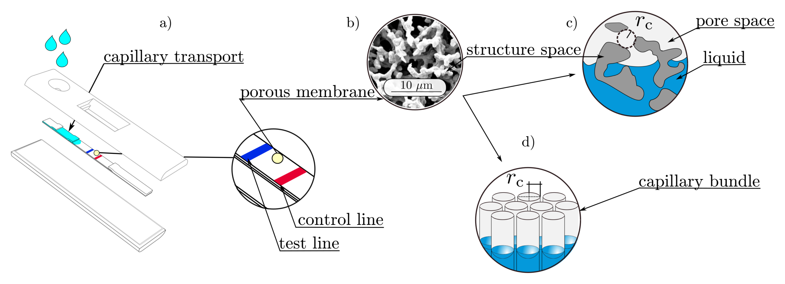 Illustration showing capillary action, with e-liquid being drawn through the microscopic channels of a vape wick to the heating coil.