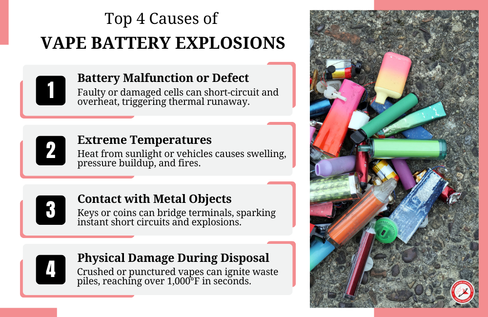 Image showing a visibly swollen disposable vape, highlighting the distorted casing as a sign of danger.